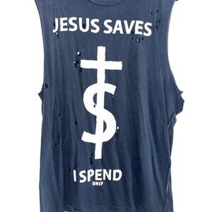UNIF rare Jesus Saves I Spend tank top